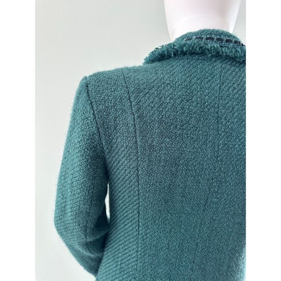Dialogue Vintage Y2k Teal Blue Knit Designer Blazer Jacket size Medium - Picture 9 of 12